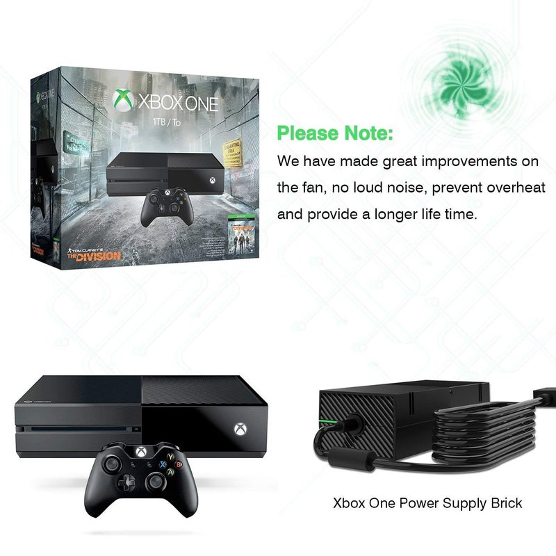 SUMLINK Power Supply Brick for Xbox One, AC Adapter Cable Replacement Kit for Xbox One Console Games, Auto Voltage 100-240V, Black (Brick+2*Cable) - Image 5